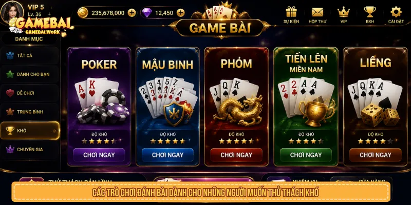 Người chơi có thể chọn game có độ khó hơn khi đã làm quen